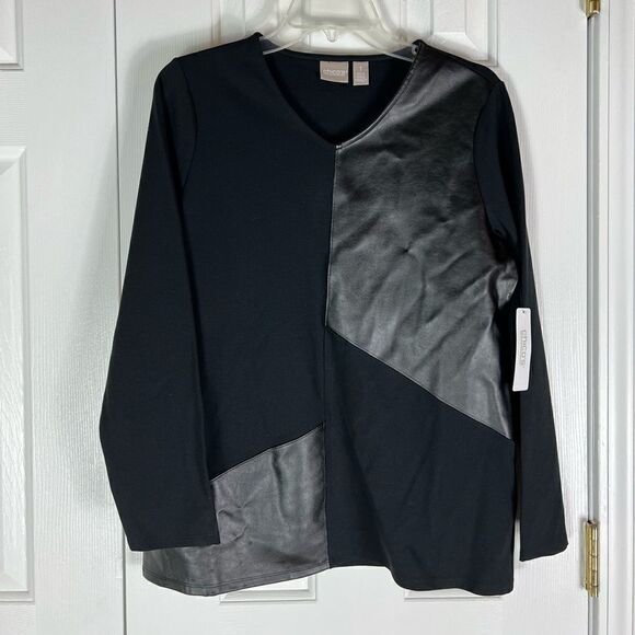 NWT Chicos Womens Black Blouse Size 1 - Picture 1 of 5
